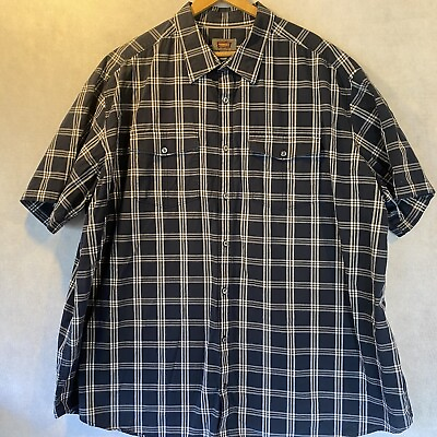 #ad The Foundry Blue Plaid Short Sleeve Button Up Shirt Mens 4XL Cotton