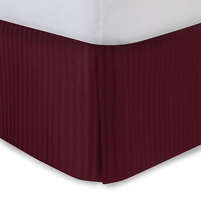 #ad Sateen Stripe Tailored Bed Skirt with Split Corners and Platform Free Shipping $30.99
