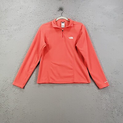 #ad The North Face Womens Medium Peach Coral 1 4 Zip Pullover Jacket Fleece Logo