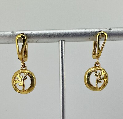 #ad Gold Tone Leverback Dangle Dainty Floral Simple Classic Earrings