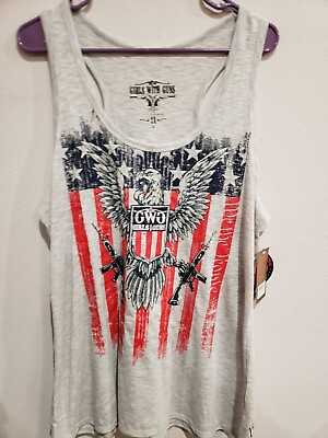 #ad NWT Womens 2X GIRLS WITH GUNS Sleeveless Tank Top Shirt American Flag Eagle