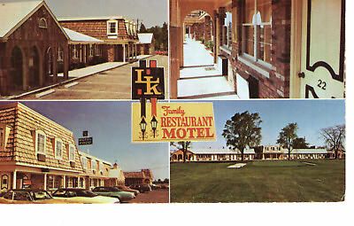 #ad Vintage Postcard OH Ashland LK Motel Restaurant Multi View Old Cars 1288