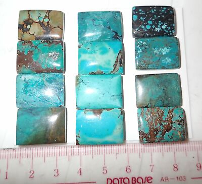#ad Turquoise Stone Rect. 20x15 mm Flat Cabochon 166.5 Carat 12 pieces Lot A 33.3 g