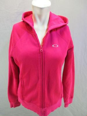 #ad Oakley Size M Womens Pink Athletic w Pockets Cotton Full Zip Hooded Jacket 3Y176
