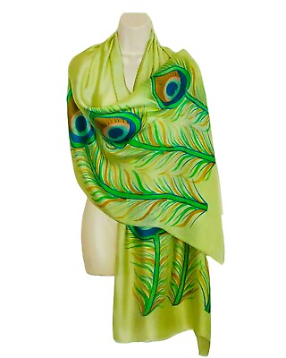 #ad Peacock Feather Green Women Scarf
