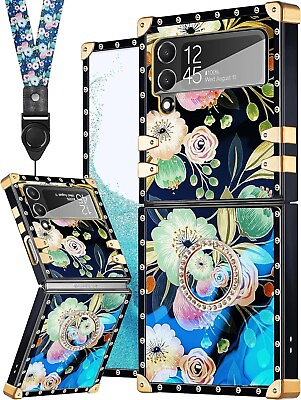 #ad For Samsung Galaxy Z Flip 3 Case Flower Hard PC Full Protection Ring Stand