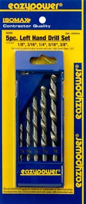 #ad Eazypower 82380 5pc 1 8quot; 3 8quot; Left Handed M2 High Speed Steel Drill Bit Set