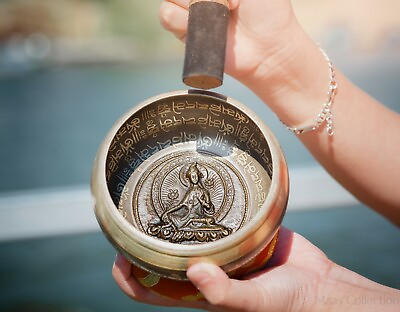 #ad Tibetan 4.5quot; Green TARA Handcrafted Singing bowl for sound healing meditation