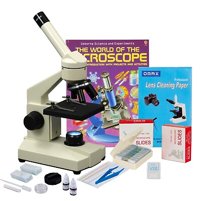 #ad OMAX 40X 1000X Kids Compound LED MicroscopeSlidesSlide Preparation KitBook