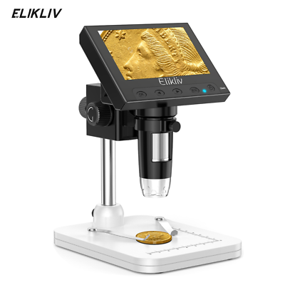 #ad Elikliv Digital Microscope 1000X USB Coin Microscope 4.3quot; LCD Screen Soldering