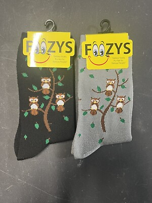 #ad Owl Family Tree Hoot Bird Wise Horned Owls Animal 2 Pairs Foozys Women#x27;s Socks