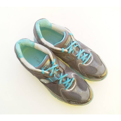#ad Skechers Womens Tone Ups Athletic Shoes Gray Turquoise 11751 Lace Up Low Top 10M