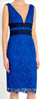 #ad Diane Von Furstenberg Viera Blue Lace Dress Retail $498 10