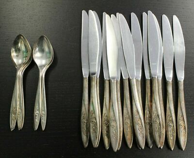 #ad Vintage 28 Pc. Community Morning Rose Pattern Silver Plate Flatware Lot