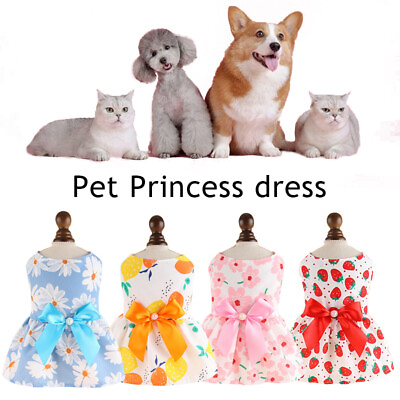 #ad Small Pet Dog Cat Bowknot Skirt Puppy Sweet Princess Tutu Dress Clothes Appare}