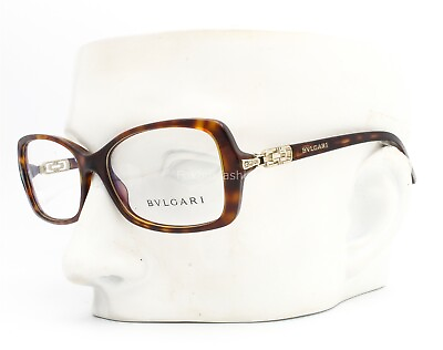#ad Bvlgari 4059 B 851 Eyeglasses Glasses Brown Havana w Swarovski Crystals 54mm