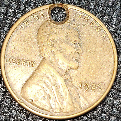 #ad U.S. 1926 WHEATBACK COPPER PENNY PENDANT PENNY#x27;S FROM THE PAST MANMADE the hole