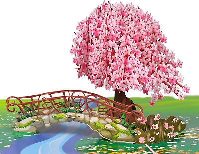 #ad Pop up Mothers Day Card Cherry Blossom Tree 3D Romantic Love for Birthday Cards