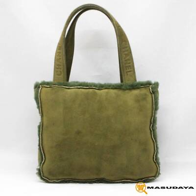 #ad CHANEL Green Handbag Tote Bag Mouton Lamb Leather Logo Women#x27;s leather