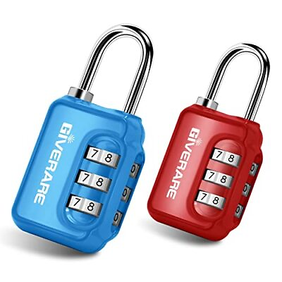 #ad 2 Pack Luggage Suitcase Locks 3 Dial Combination TSA Approved Travel Red Small