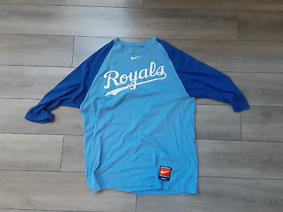 #ad The Nike Tee MLB Kansas City Royals Baseball Blue T shirt Men#x27;s Size Large #P