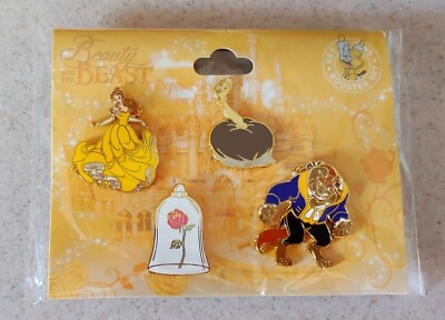 #ad Disney Pin DLP Beauty and the Beast Booster 4 Pin Set Belle Rose Beast Babette