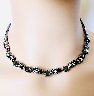 #ad Sorrelli Black Onyx Classic Crystal Necklace NWT