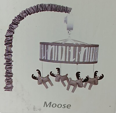 #ad Trend Lab Moose Musical Crib Mobile Plays Brahms#x27; Lullaby Gray O 5 Months