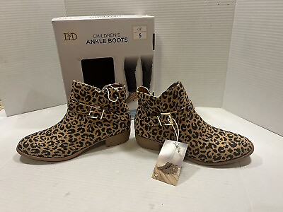 #ad Lily and Dan Girls Leopard Print Boots Size 6 New