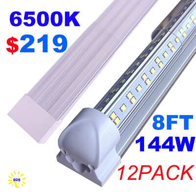 #ad 12 Pack 8#x27; Led Bulbs 144W 8Foot Led Tube Light 6500K 8FT Led Shop Light Fixture
