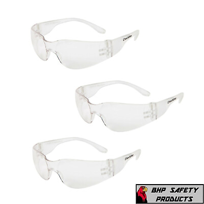 #ad 3 PAIR PACK Protective Safety Glasses Clear Lens Work UV Z87 Lot of 3