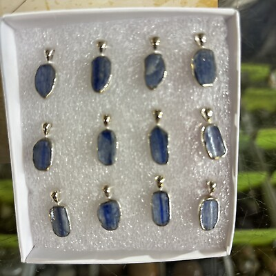 #ad Blue kyanite Natural sterling silver pendant with 18 inch sterling silver chain