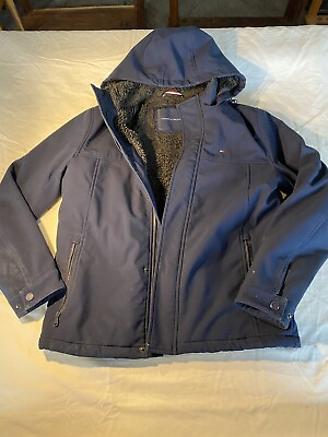 #ad Vtg. Tommy Hilfiger Lined Insulated Coat Hooded Water Resistant Size S