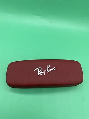 #ad Ray Ban Red Burgundy Slim Hard Clamshell Glasses Case Hard Shell Preowned