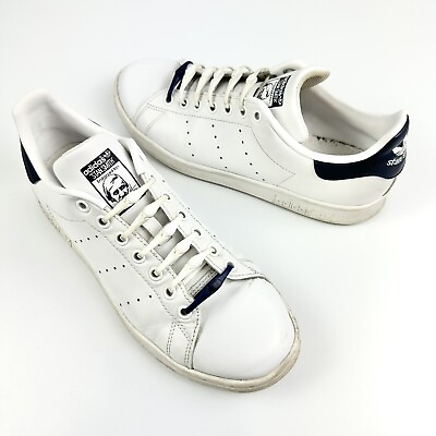 #ad Adidas Originals Stan Smith Core White Navy Blue M20325 Men’s Shoe Sz 8 Slip Ons