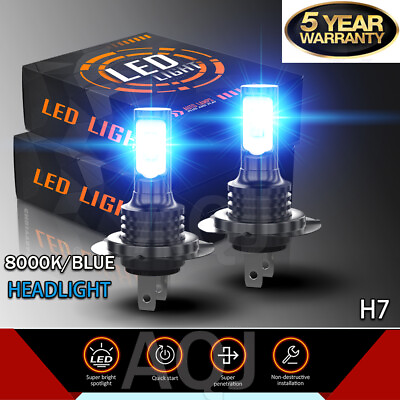 #ad 2x Super Bright H7 LED Headlight Kit High Low Beam Bulbs 3600000LM 8000K blue