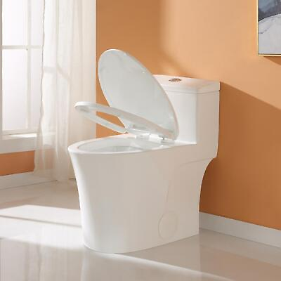 #ad HOROW Modern Dual Flush Elongated One Piece Toilet ADA Comfortable Seat Height