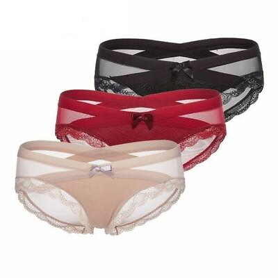 #ad 3pcs Lot Women#x27;s Chic Lace Underwear. Seamless Cotton Breathable Briefs