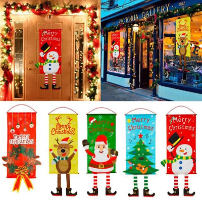 #ad Christmas Hanging Flag Merry Christmas Decorations Door Banner Xmas New Year