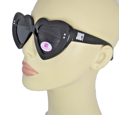 #ad JUICY Oversized Heart shaped quot;Majestyquot; Black Plastic Sunglasses 3 X71162