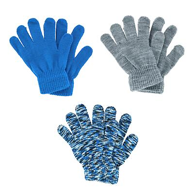#ad New Polar Extreme Boy#x27;s One Size Multi Knit Magic Gloves Pack of 3 $9.76