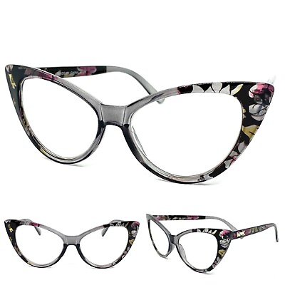 #ad Women RETRO Cat Eye Style READING Eye Glasses Readers Floral Flower Design Frame