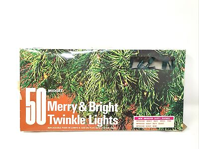 #ad Vintage Midget Merry amp; Bright Twinkle Lights Clear Flower Reflectors 50 Ct