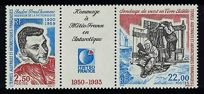 #ad FSAT TAAF 43rd Anniversary of Meteo France 2vlabel strip 1993 MNH