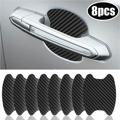 #ad Car Door Handle Carbon Fiber Sticker Protector Film Anti Scratch Sticker Black