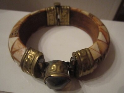 #ad AUTHENTIC MOROCCAN BRACELET POLISHED CENTER STONE HANDMADE OFC 9