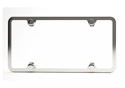 #ad 100% Stainless Steel 4Holes Slim Cover Universal w Caps License Plate Frame