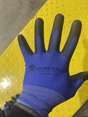 #ad 12 Pack Polyester Mechanics Gloves Dipped w Latex light weight HERCULES TOOL
