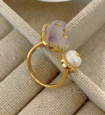#ad Pearl Ring Bittar 9 22k Gold Amethyst Alexis Baroque Freshwater Cultured Size