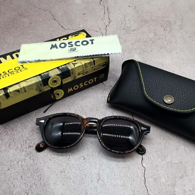 #ad MOSCOT LEMTOSH Sunglasses 49 24 140 COL. TORTOISE CE Lens Gray With Case